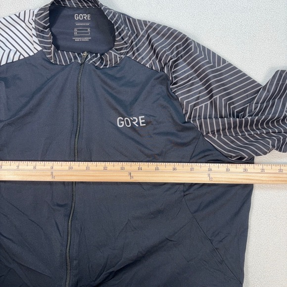 GORE Cycling Jersey Men's L Black Stripe Colorblock Stretch Back Pocket Full Zip - Picture 10 of 16
